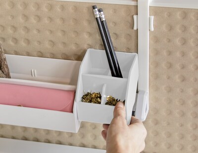 Bostitch Konnect™ Plastic Short Storage Bin, Removable Lid & Dividers, 3.4", White (KT-CUP-WHITE)