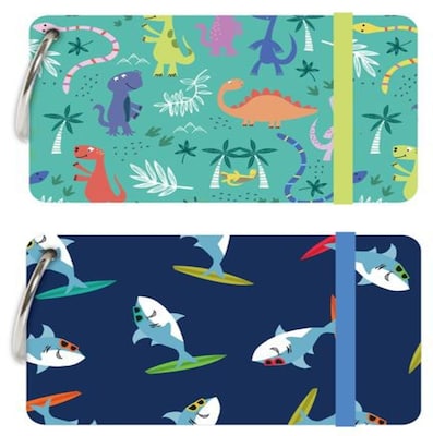 Carolina Pad Dinosaur & Shark Lined Index Cards, 3 x 5, Assorted Colors, 75 Cards/Pack, 2 Packs/Bundle (35106)