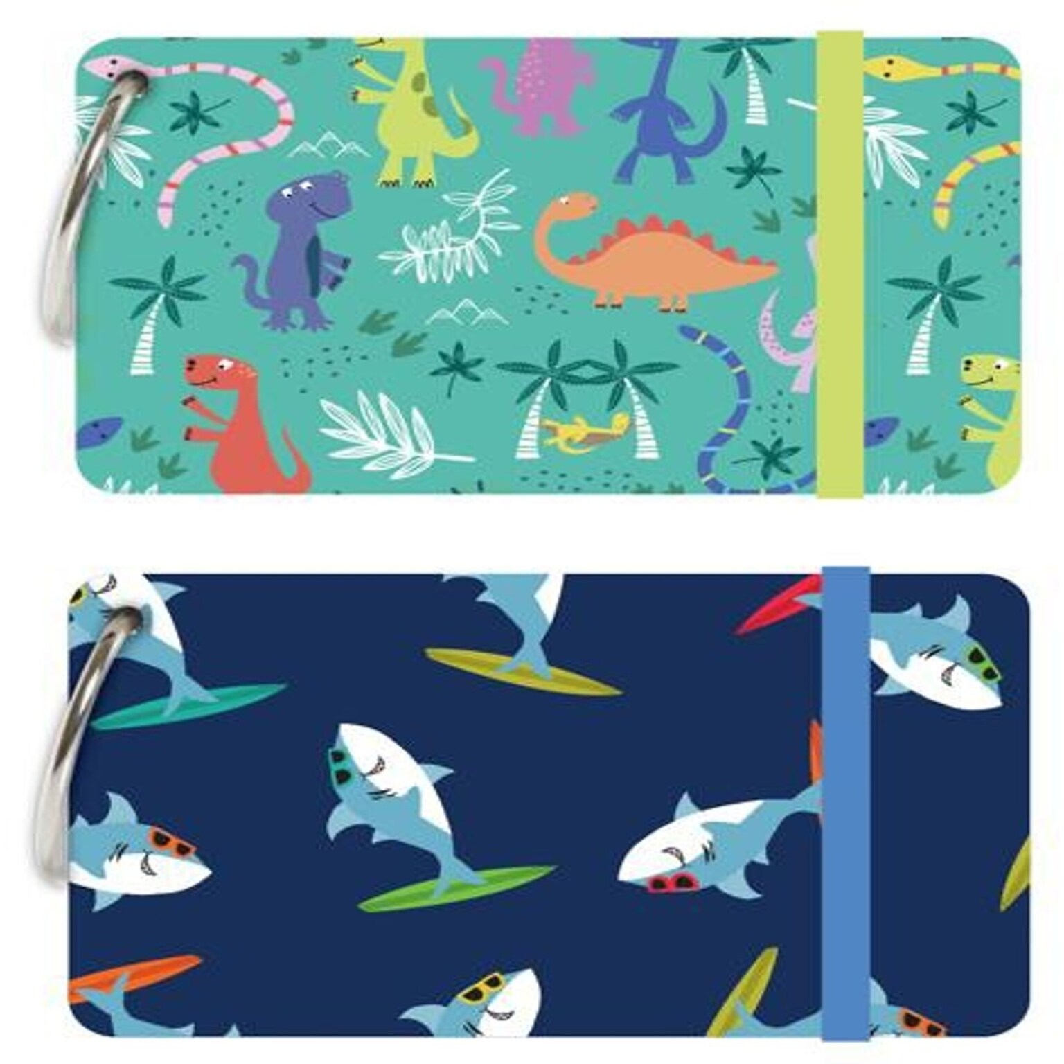 Carolina Pad Dinosaur & Shark Lined Index Cards, 3 x 5, Assorted Colors, 75 Cards/Pack, 2 Packs/Bundle (35106)