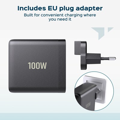 Turonic Wall Charger GaN Charging Station, 100W, 6.5ft, Black (BZ-A075)