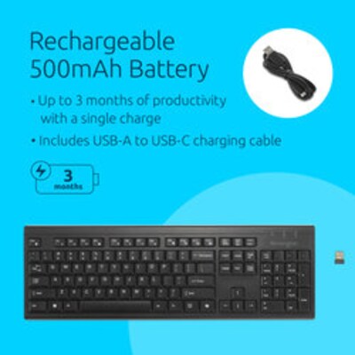 Kensington KB270 EQ Wireless Keyboard, Black (K75558NA)