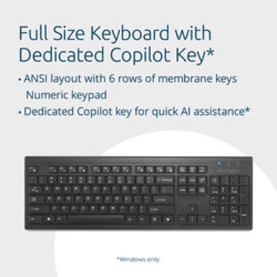 Kensington KB270 EQ Wireless Keyboard, Black (K75558NA)