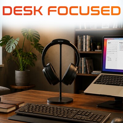 Delton H40 Headset Stand for Desk, Wide Cradle Headphone Stand with Anti-Slip Base and Aluminum Rod,