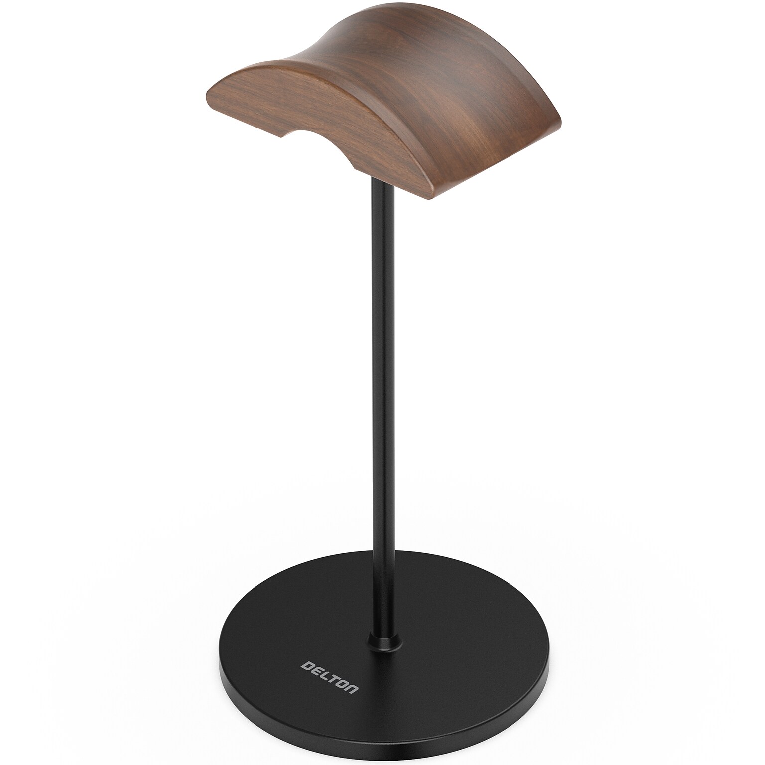 Delton H50 Headset and Headphone Stand for Desk, Walnut Wood Cradle and Aluminum Frame with Anti-Slip Base, Black (DHSH50BK)