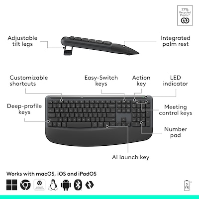 Logitech Signature Comfort Plus Combo MK880 for Business Wireless Keyboard and Mouse Combo, Graphite (920-013971)
