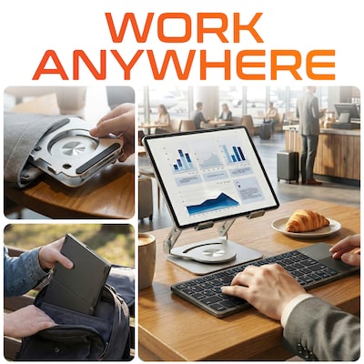 Delton F75/SW60 Bluetooth Foldable Computer Keyboard with Touchpad and Adjustable Tablet Stand Kit, Black/Silver (DKBF75KT1)