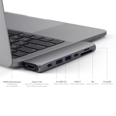 Satechi Aluminum Type-C Pro Hub Adapter, Space Gray (ST-CMBPM)