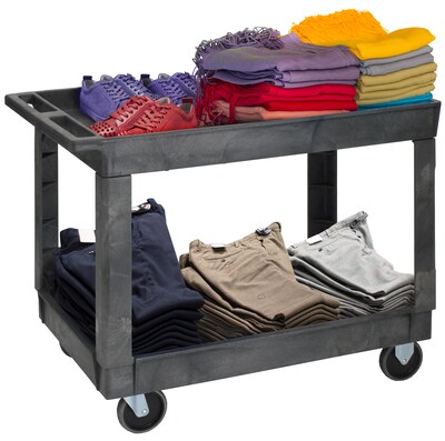 Quantum Storage Systems 2-Shelf Plastic/Poly Mobile Utility Cart with Front Swivel Wheels (PC4026-33)