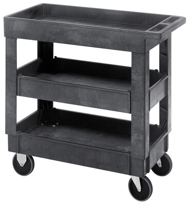 Quantum Storage Systems 3-Shelf Plastic/Poly Mobile Utility Cart with Front Swivel Wheels (PC3518-33-3)