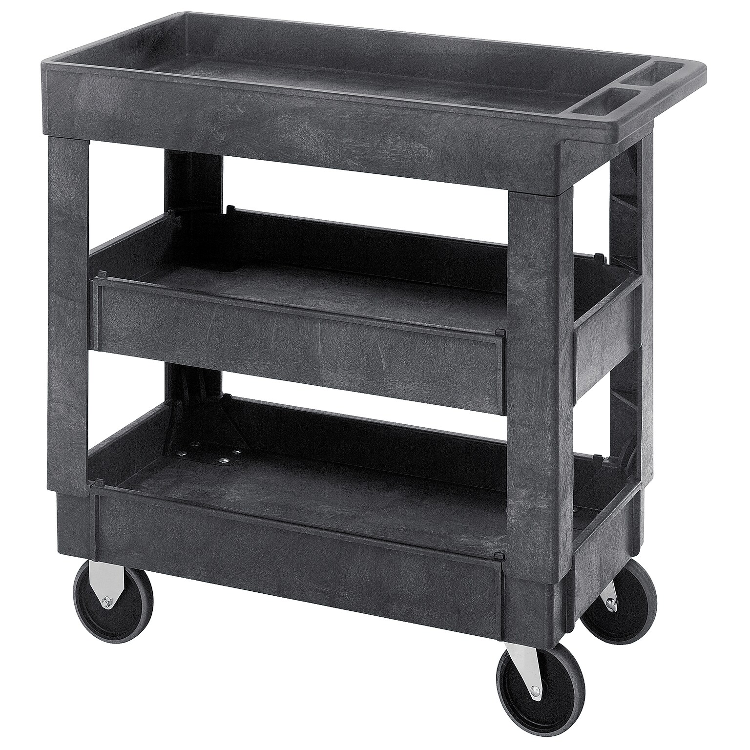 Quantum Storage Systems 3-Shelf Plastic/Poly Mobile Utility Cart with Front Swivel Wheels (PC3518-33-3)