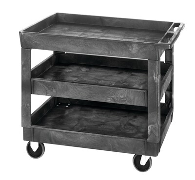 Quantum Storage Systems 3-Shelf Plastic/Poly Mobile Utility Cart with Front Swivel Wheels (PC4026-33-3)