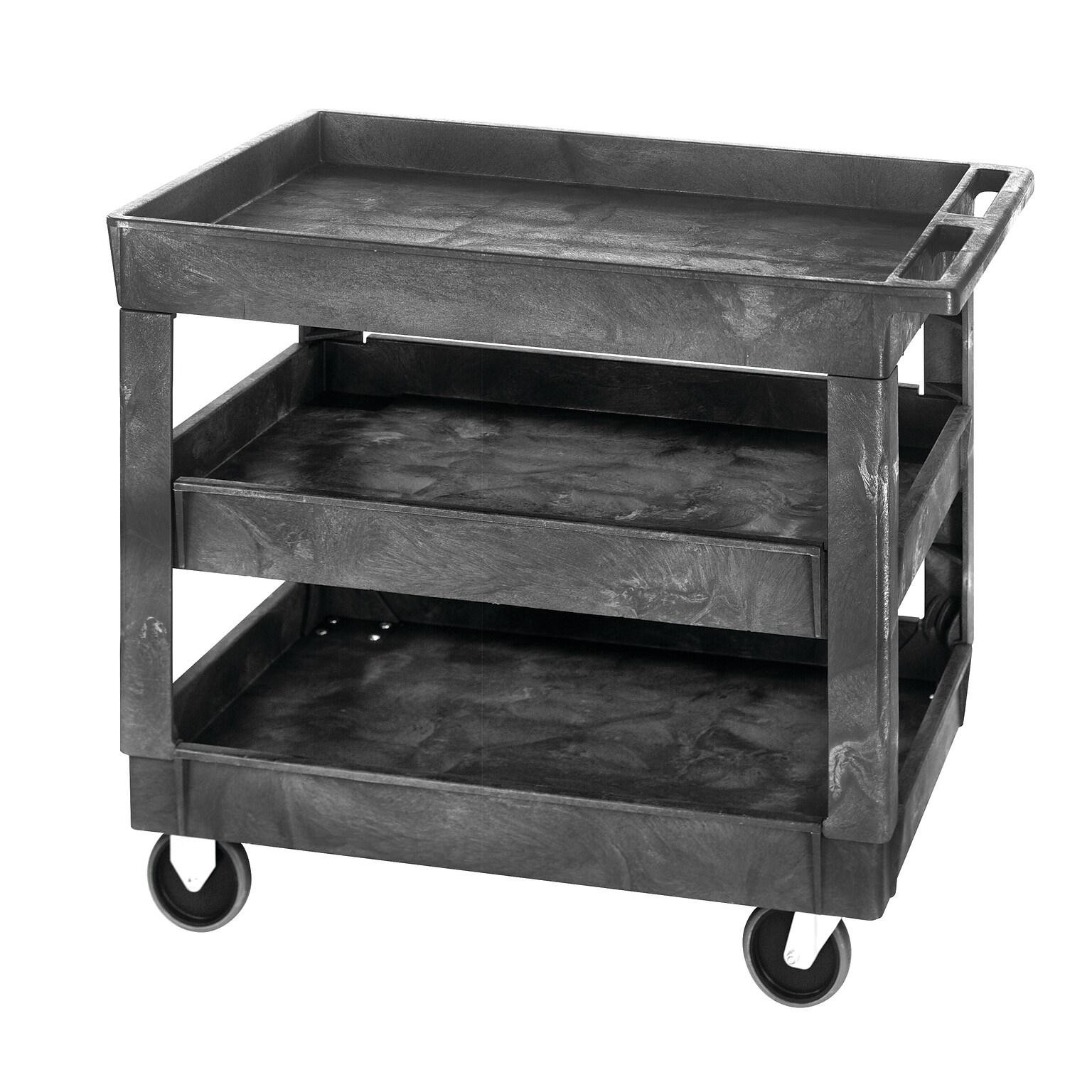 Quantum Storage Systems 3-Shelf Plastic/Poly Mobile Utility Cart with Front Swivel Wheels (PC4026-33-3)