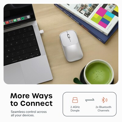 Satechi Slim EX Wireless Ambidextrous USB-C Mouse, Silver (ST-MEXS)