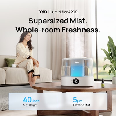 DREOUltrasonic Cool & Warm Mist Tabletop Humidifier, 300 sq. ft, White (DRHHM010S)