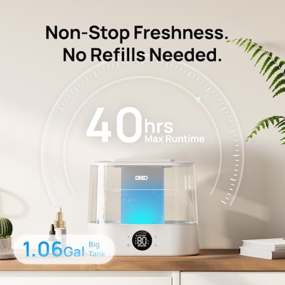 DREOUltrasonic Cool & Warm Mist Tabletop Humidifier, 300 sq. ft, White (DRHHM010S)