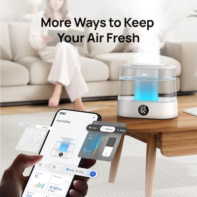 DREOUltrasonic Cool & Warm Mist Tabletop Humidifier, 300 sq. ft, White (DRHHM010S)