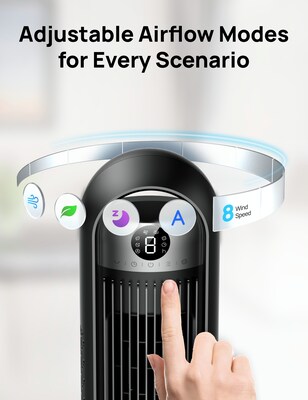 DREO Oscillating Tower Fan, 6-Speed, Black (DRHTF020)
