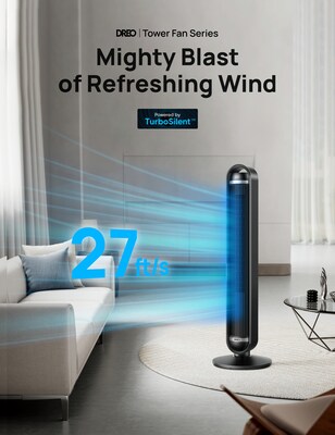 DREO Oscillating Tower Fan, 9-Speed, Black (DRHTF011S)