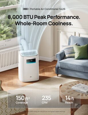 Dreo 8,000 BTU 120-Volt Portable Air Conditioner with Remote, White (DRHAC012S)