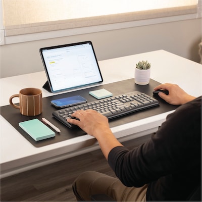 Fellowes Faux Leather Dual Sided Desk Pad, 31.5" x 15.75", Black/Gray (100141770)