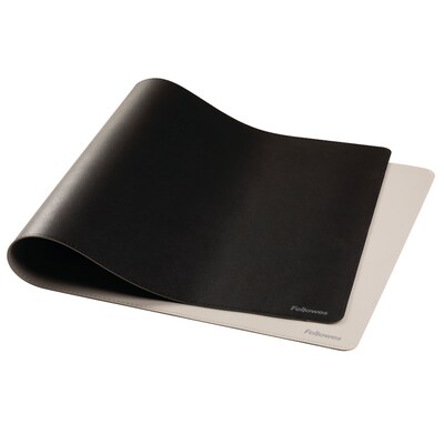 Fellowes Faux Leather Dual Sided Desk Pad, 31.5" x 15.75", Black/Gray (100141770)
