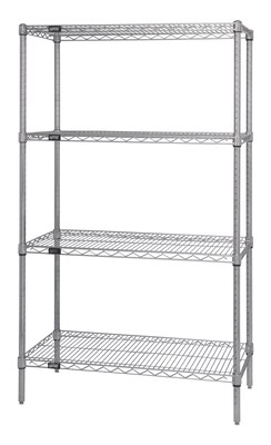 Quantum Storage Systems 4-Shelf Metal Stand Alone Wire Shelving Starter Unit, 63 x 60 x 18 (WR63-1860C)