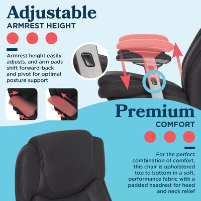 La-Z-Boy Noelin Ergonomic Fabric Swivel Task Chair, Black (52703-BLK)