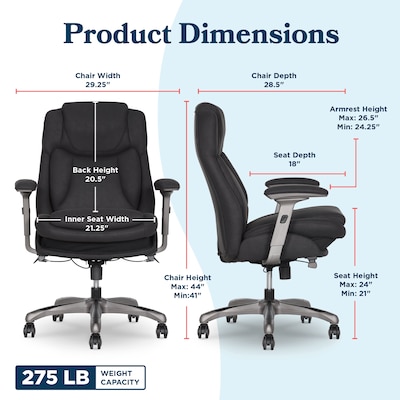 La-Z-Boy Noelin Ergonomic Fabric Swivel Task Chair, Black (52703-BLK)