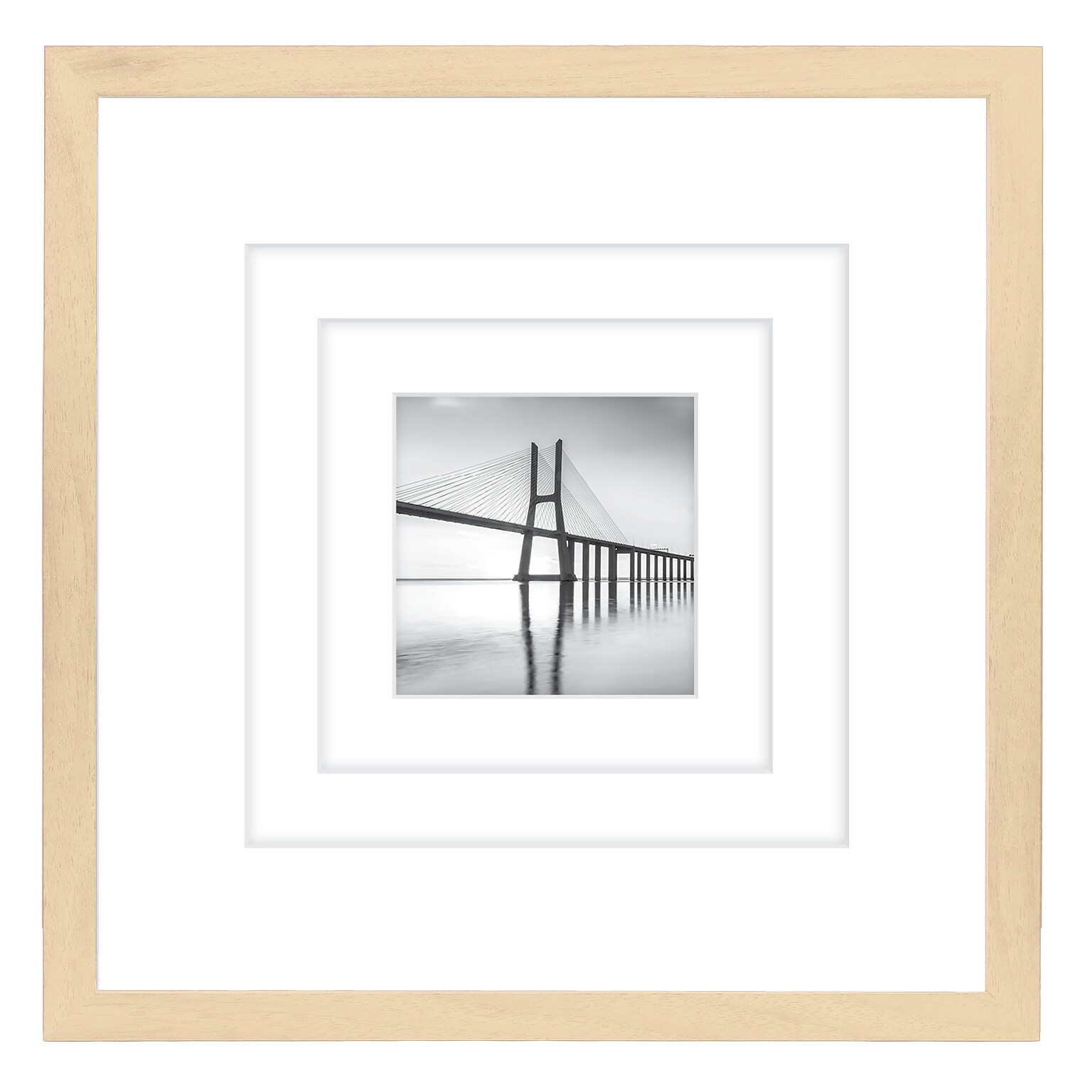 Excello Brands 12 x 12 MDF Square Triple Matted Picture Frame, Ash Wood (PF-TM1212-ASH)