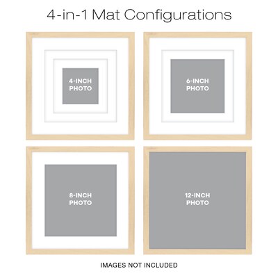 Excello Brands 12 x 12 MDF Square Triple Matted Picture Frame, Ash Wood (PF-TM1212-ASH)