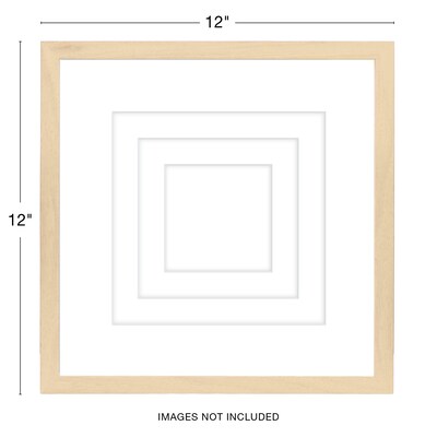 Excello Brands 12" x 12" MDF Square Triple Matted Picture Frame, Ash Wood (PF-TM1212-ASH)