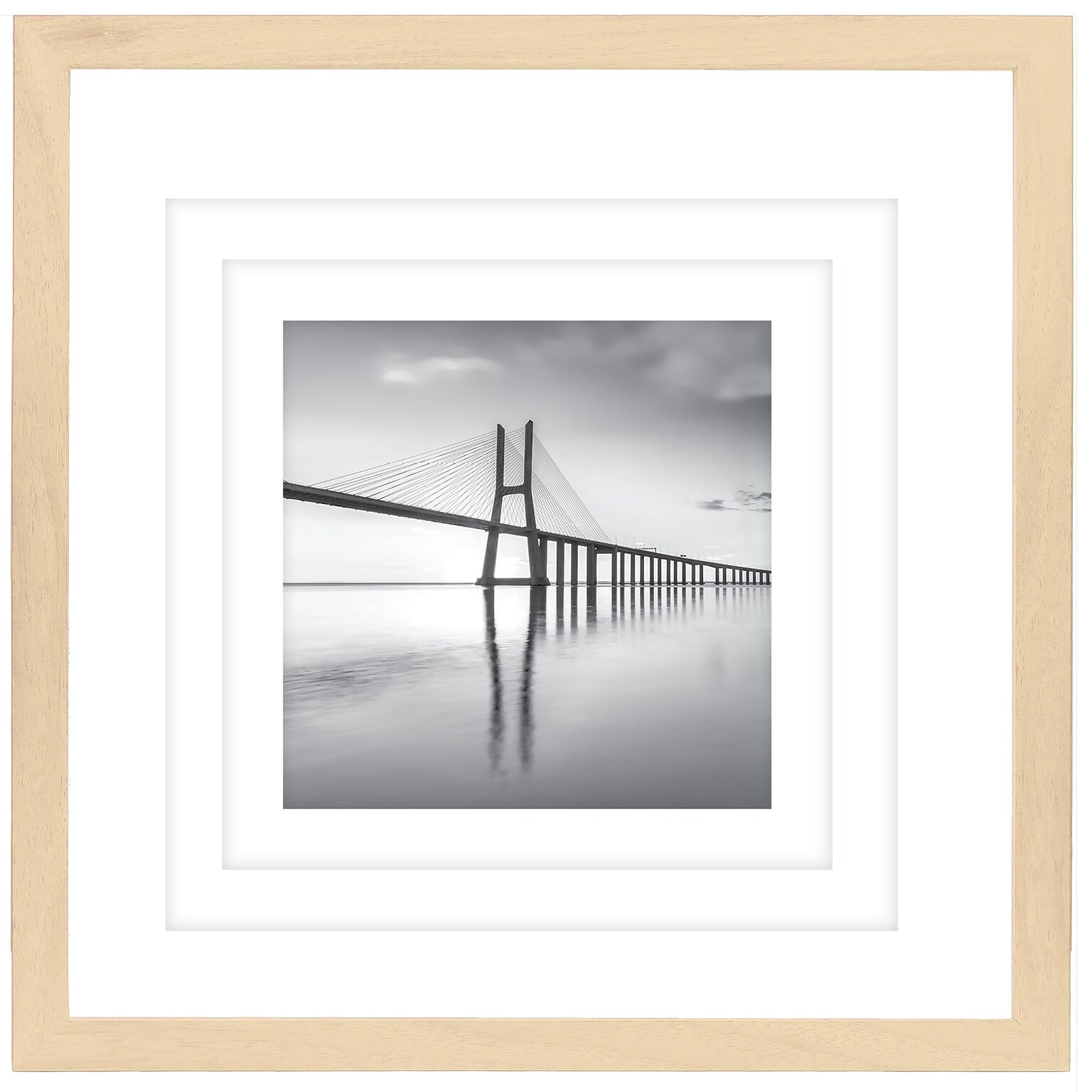 Excello Brands 18 x 18 MDF Square Triple Matted Picture Frame, Ash Wood (PF-TM1818-ASH)