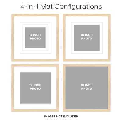 Excello Brands 18 x 18 MDF Square Triple Matted Picture Frame, Ash Wood (PF-TM1818-ASH)