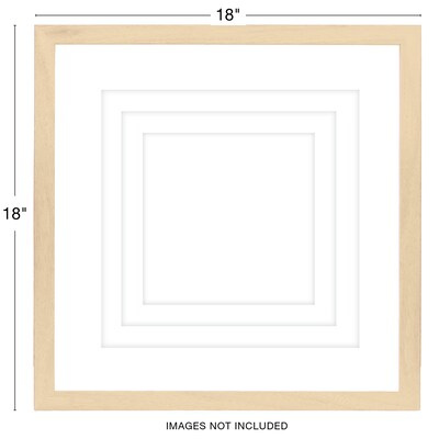 Excello Brands 18" x 18" MDF Square Triple Matted Picture Frame, Ash Wood (PF-TM1818-ASH)