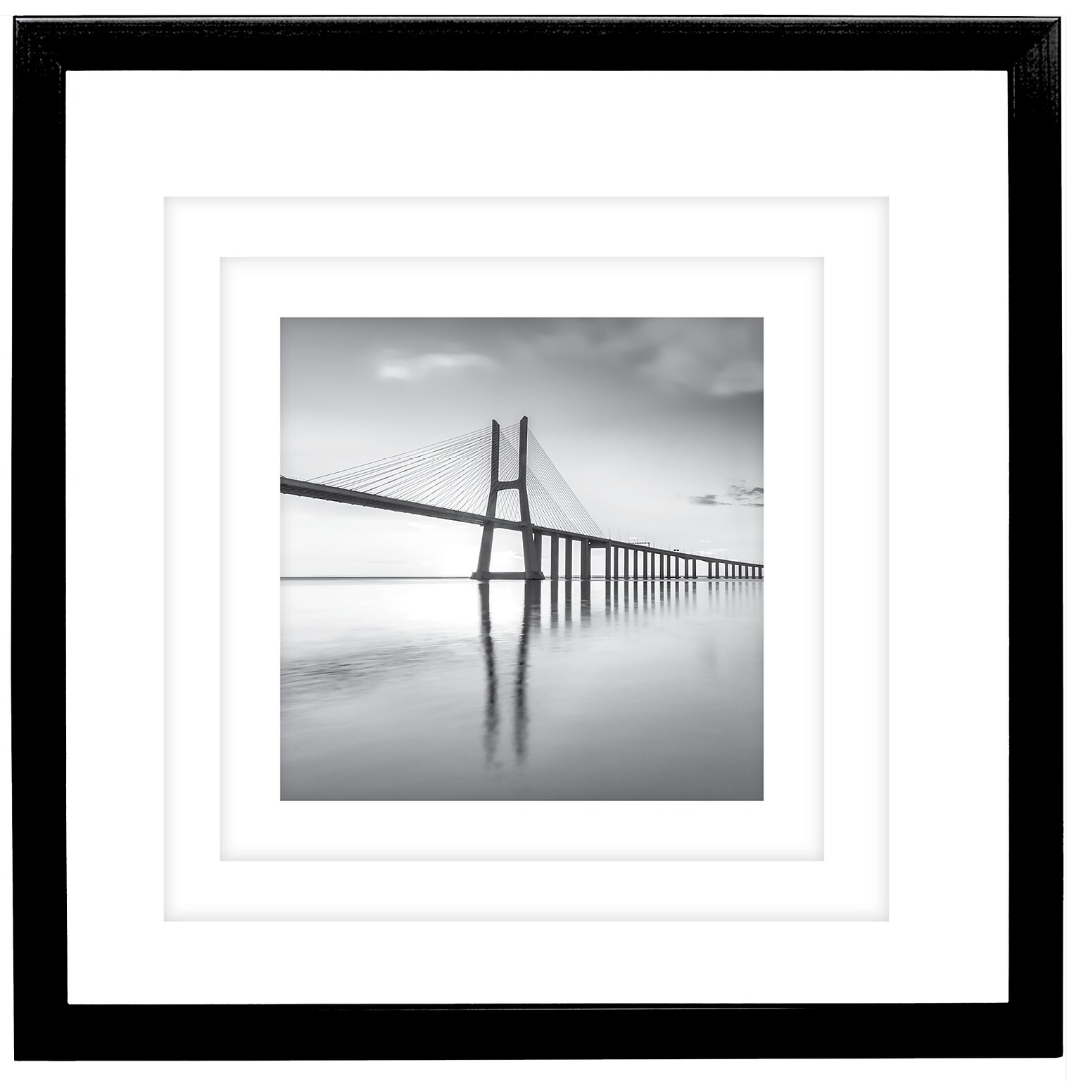 Excello Brands 18 x 18 MDF Square Triple Matted Picture Frame, Black (PF-TM1818-BLK)