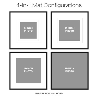 Excello Brands 18 x 18 MDF Square Triple Matted Picture Frame, Black (PF-TM1818-BLK)