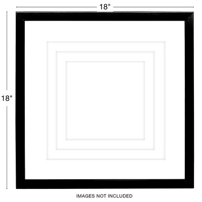 Excello Brands 18" x 18" MDF Square Triple Matted Picture Frame, Black (PF-TM1818-BLK)
