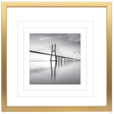 Excello Brands 18 x 18 MDF Square Triple Matted Picture Frame, Brushed Gold (PF-TM1818-GLD)