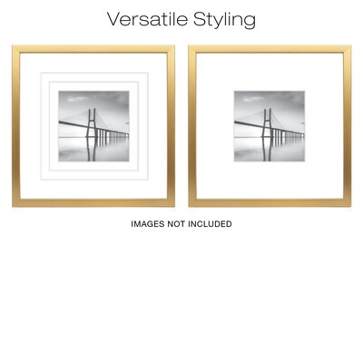 Excello Brands 18" x 18" MDF Square Triple Matted Picture Frame, Brushed Gold (PF-TM1818-GLD)