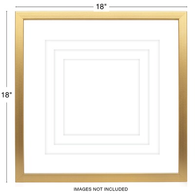 Excello Brands 18" x 18" MDF Square Triple Matted Picture Frame, Brushed Gold (PF-TM1818-GLD)