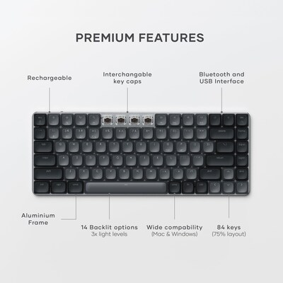Satechi SM1 Slim Wireless Mechanical Keyboard, Linear Keys, Dark (ST-KSM1DK-EN)