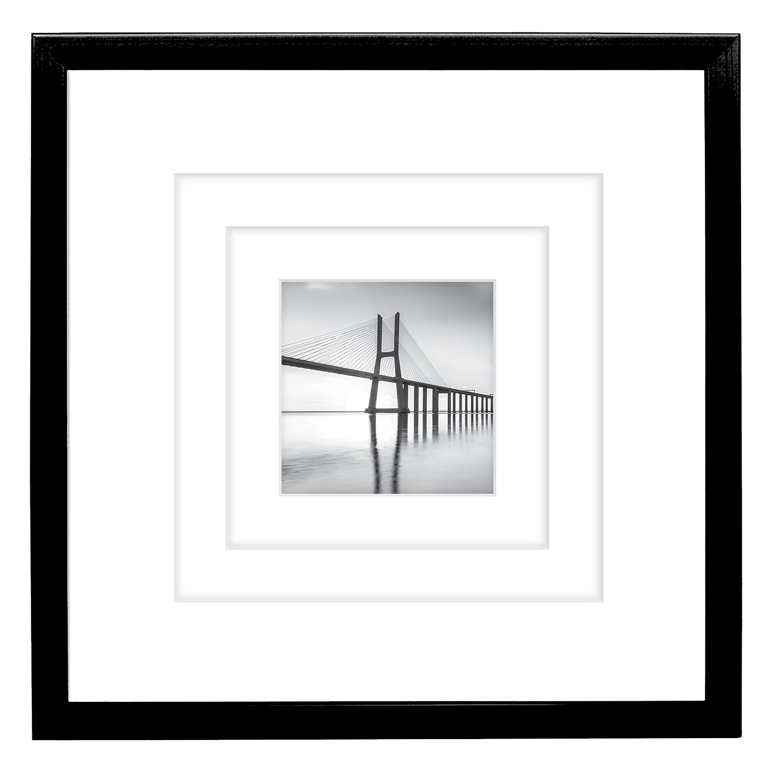 Excello Brands 12 x 12 MDF Square Triple Matted Picture Frame, Black (PF-TM1212-BLK)