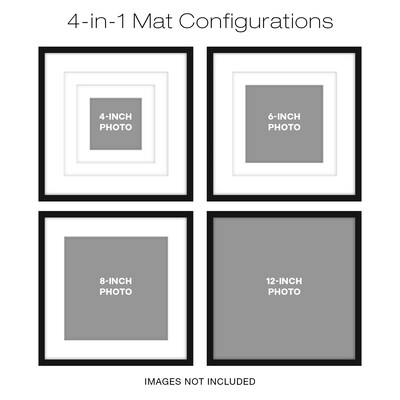 Excello Brands 12 x 12 MDF Square Triple Matted Picture Frame, Black (PF-TM1212-BLK)