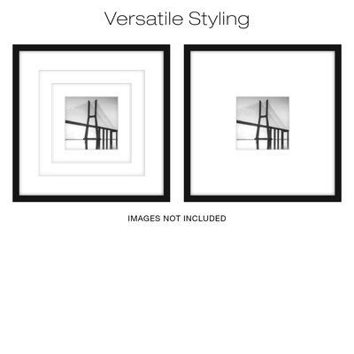 Excello Brands 12" x 12" MDF Square Triple Matted Picture Frame, Black (PF-TM1212-BLK)