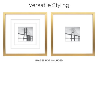 Excello Brands 12" x 12" MDF Square Triple Matted Picture Frame, Brushed Gold (PF-TM1212-GLD)