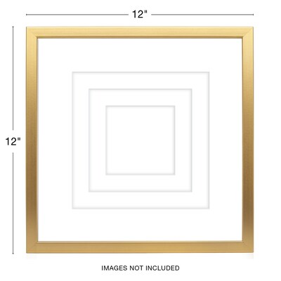 Excello Brands 12" x 12" MDF Square Triple Matted Picture Frame, Brushed Gold (PF-TM1212-GLD)