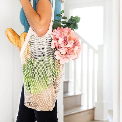 Better Houseware Farmers Market Cotton Canvas Net Bag with Dual Handles, Natural Color (BTH1550)