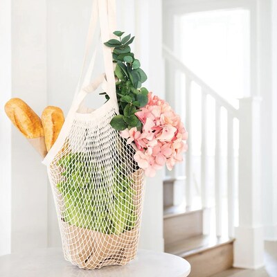 Better Houseware Farmers Market Cotton Canvas Net Bag with Dual Handles, Natural Color (BTH1550)