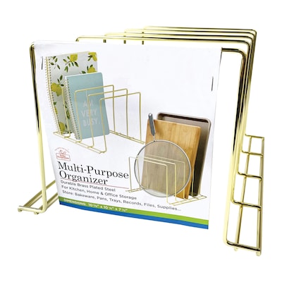 Better Houseware Coated Steel 4-Section Large Vertical Organizer, Brass (BTH14933B)