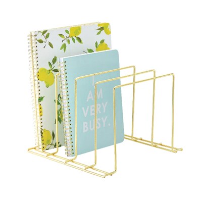 Better Houseware Coated Steel 4-Section Large Vertical Organizer, Brass (BTH14933B)